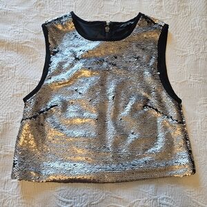 Silver Sequin Crop Top